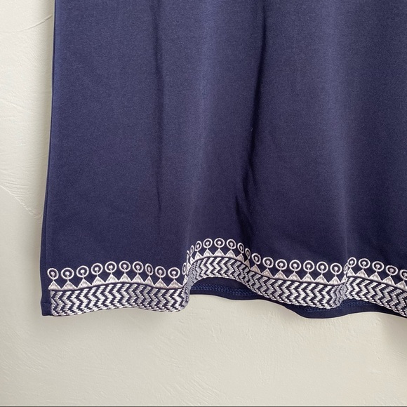 UNICA HIJA Navy Blue Dress Mandala Embroidered Design Short Sleeves - Picture 4 of 11